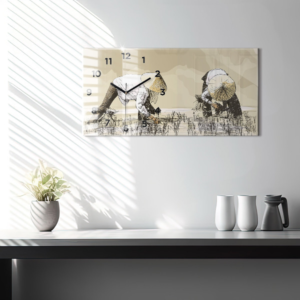 Horizontale Uhr mit motiv Frau pflückt Reis