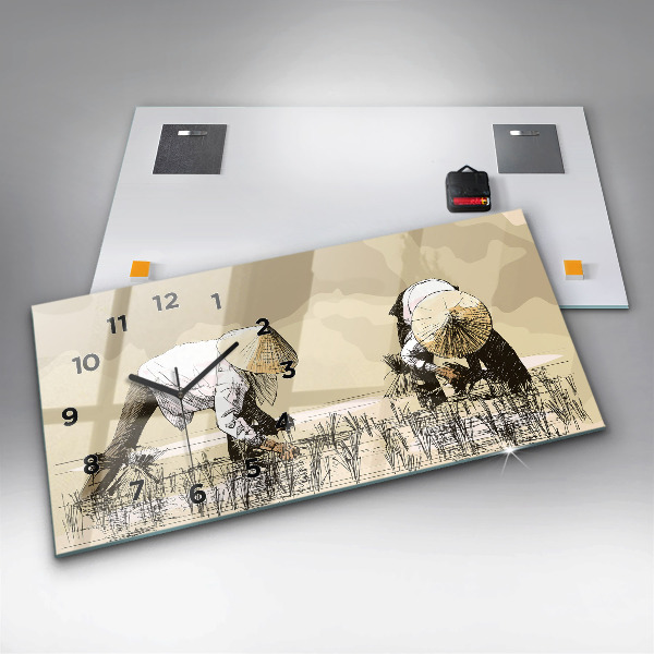 Horizontale Uhr mit motiv Frau pflückt Reis