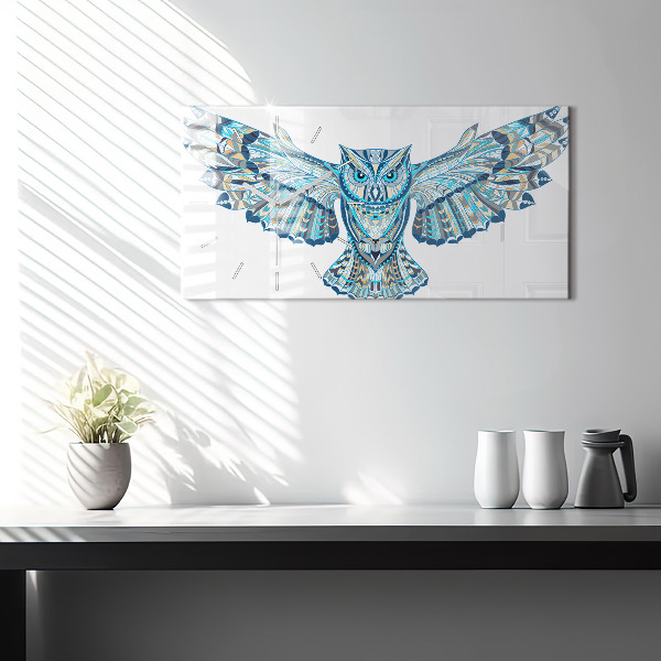 Horizontale Uhr mit motiv Eule im Flug