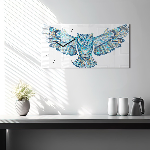 Horizontale Uhr mit motiv Eule im Flug