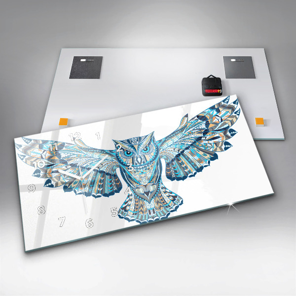 Horizontale Uhr mit motiv Eule im Flug
