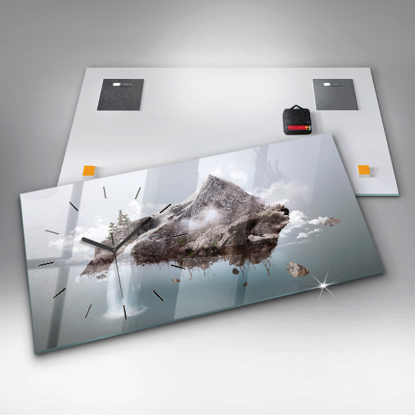 Horizontale Uhr mit motiv Fliegende Insel Wasserfall