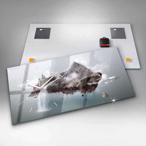 Horizontale Uhr mit motiv Fliegende Insel Wasserfall