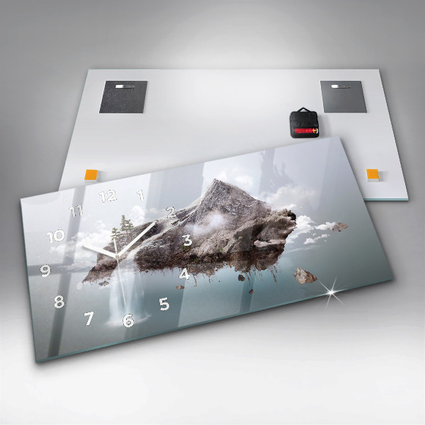 Horizontale Uhr mit motiv Fliegende Insel Wasserfall