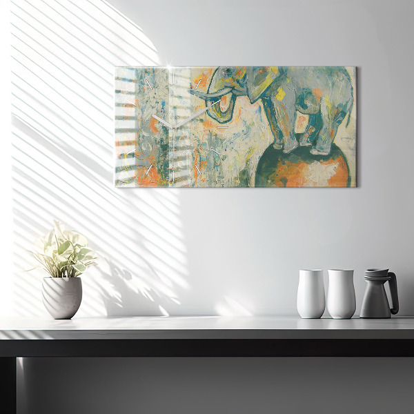 Horizontale Uhr mit motiv Bemalte Elefantenhaltung