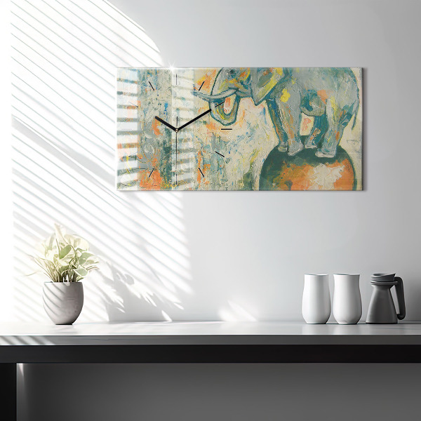 Horizontale Uhr mit motiv Bemalte Elefantenhaltung