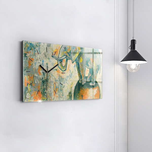 Horizontale Uhr mit motiv Bemalte Elefantenhaltung