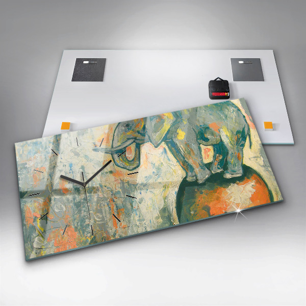 Horizontale Uhr mit motiv Bemalte Elefantenhaltung