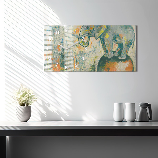 Horizontale Uhr mit motiv Bemalte Elefantenhaltung