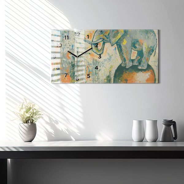 Horizontale Uhr mit motiv Bemalte Elefantenhaltung