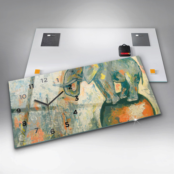 Horizontale Uhr mit motiv Bemalte Elefantenhaltung