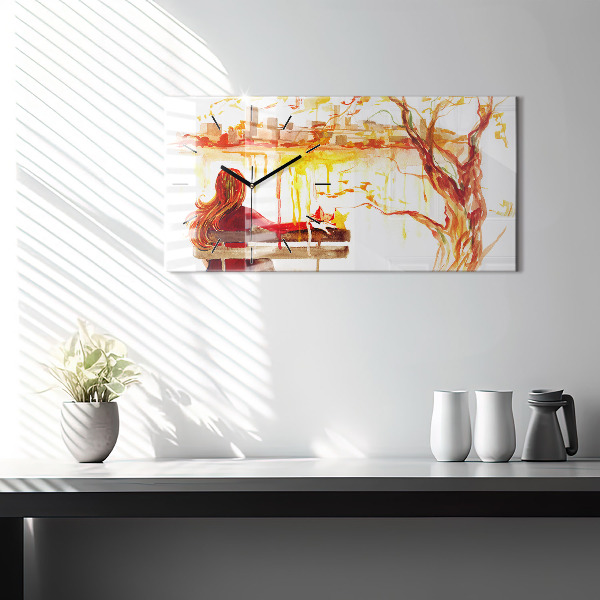 Horizontale Uhr mit motiv Herbst-Landschaft