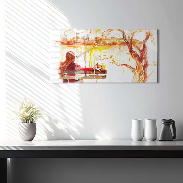 Horizontale Uhr mit motiv Herbst-Landschaft