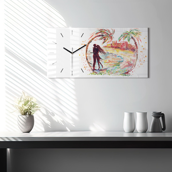 Horizontale Uhr Aquarell Liebe am Strand von Miami