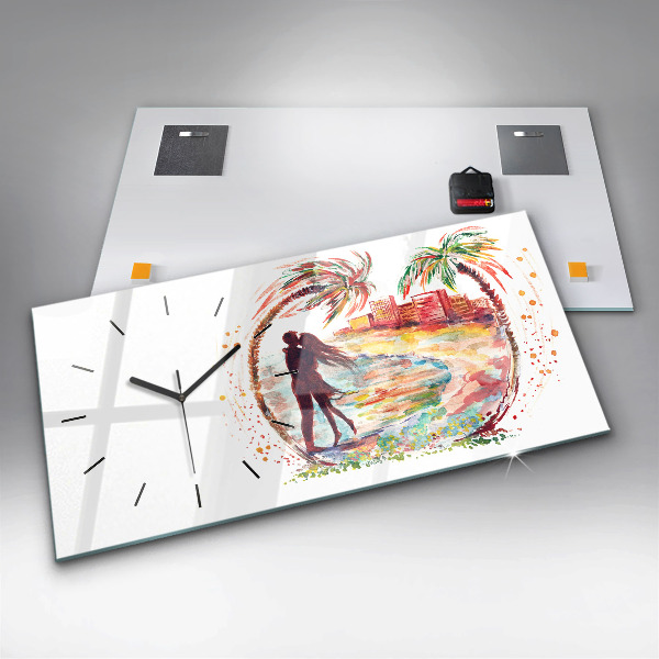 Horizontale Uhr Aquarell Liebe am Strand von Miami