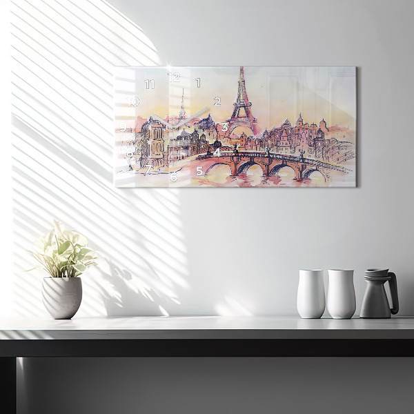 Horizontale Uhr mit motiv Gemalte Landschaft von Paris
