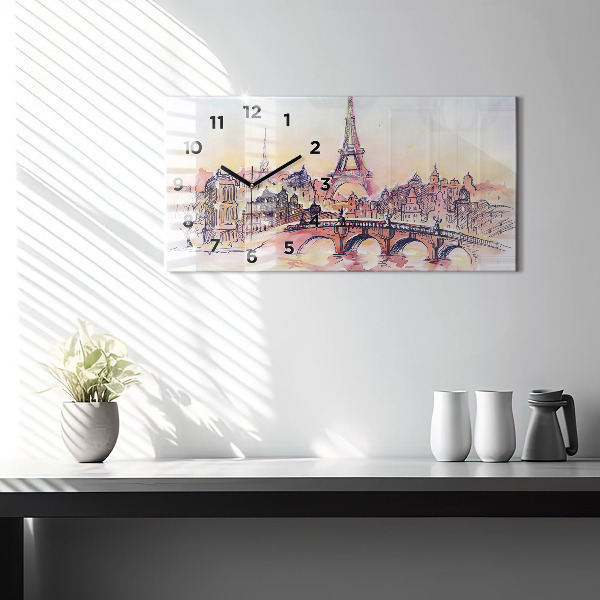 Horizontale Uhr mit motiv Gemalte Landschaft von Paris