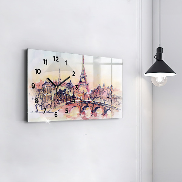 Horizontale Uhr mit motiv Gemalte Landschaft von Paris