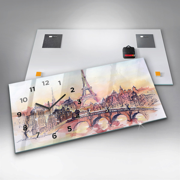 Horizontale Uhr mit motiv Gemalte Landschaft von Paris
