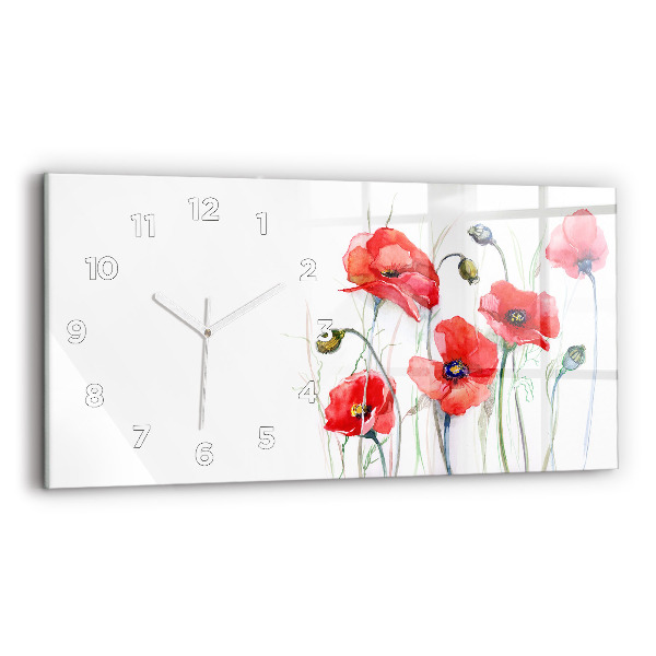 Horizontale Uhr mit motiv Gemalte rote Mohnblumen