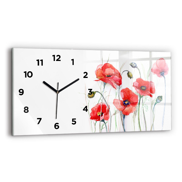 Horizontale Uhr mit motiv Gemalte rote Mohnblumen