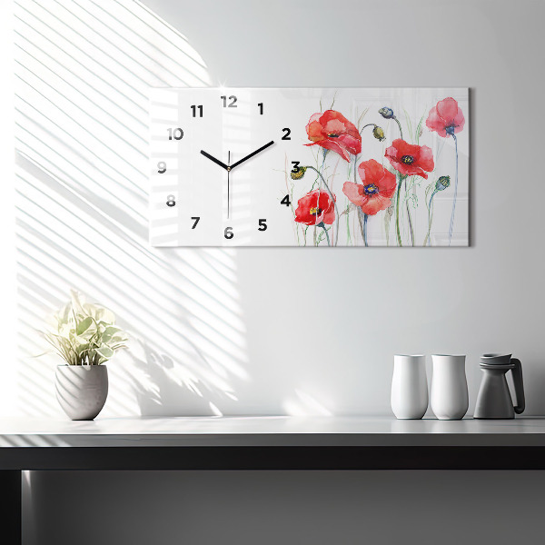 Horizontale Uhr mit motiv Gemalte rote Mohnblumen
