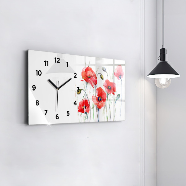 Horizontale Uhr mit motiv Gemalte rote Mohnblumen