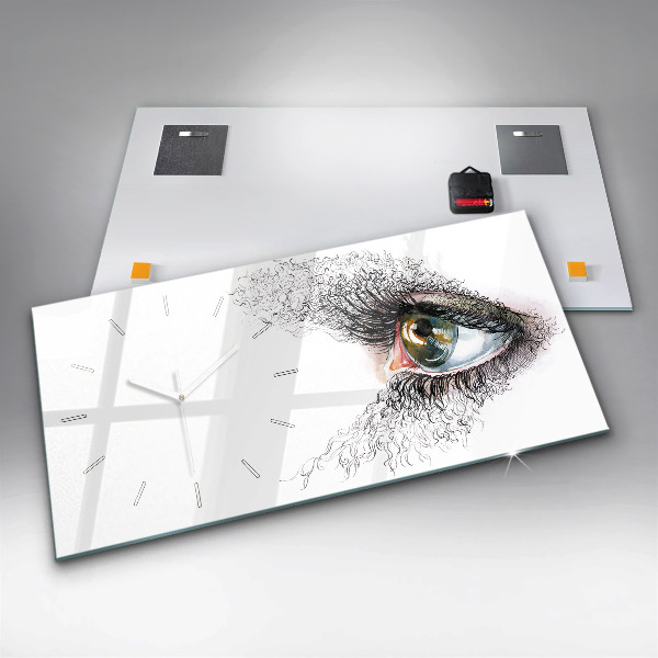 Horizontale Uhr mit motiv Zeichnung eines menschlichen Auges