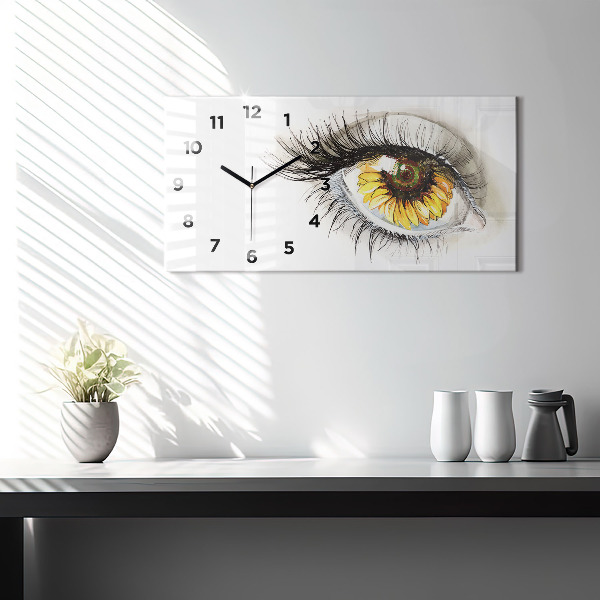 Horizontale Uhr Sonnenblume im Auge