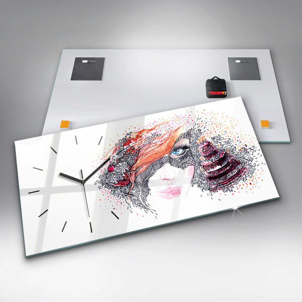 Horizontale Uhr mit motiv Süße Frau mit Kuchen