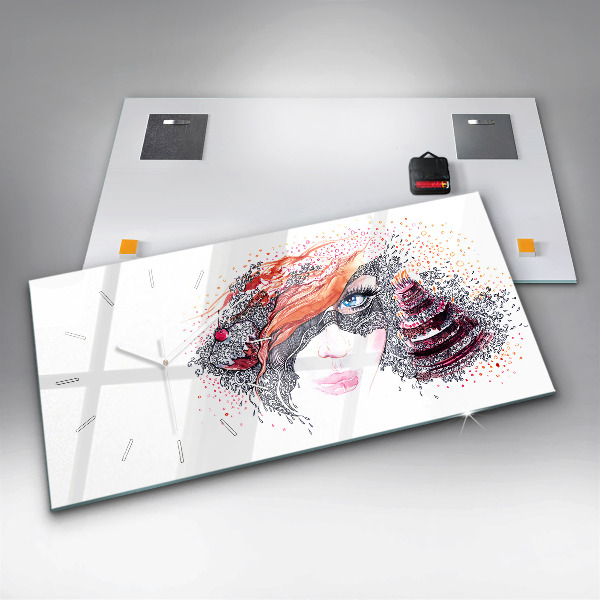 Horizontale Uhr mit motiv Süße Frau mit Kuchen