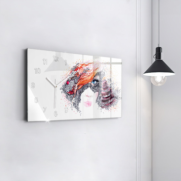 Horizontale Uhr mit motiv Süße Frau mit Kuchen