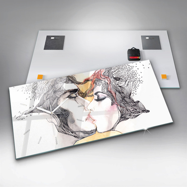 Horizontale Uhr Zeichnung eines Liebeskusses