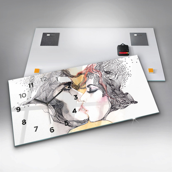 Horizontale Uhr Zeichnung eines Liebeskusses