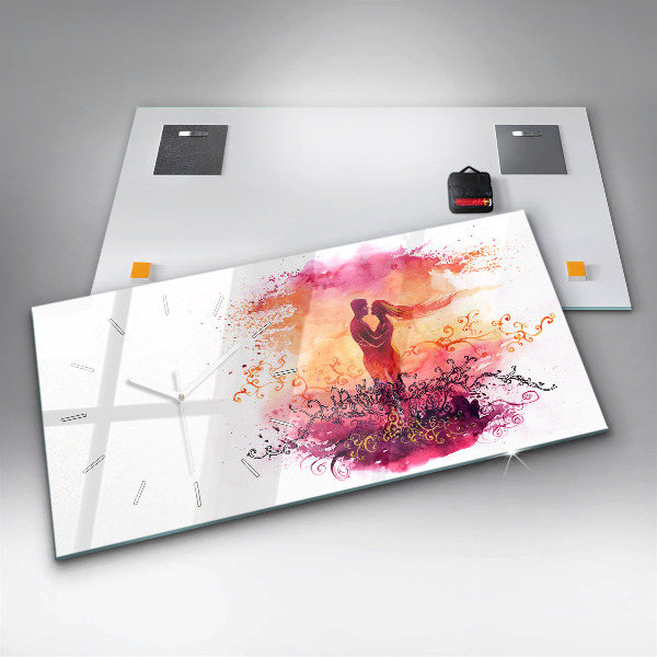 Horizontale Uhr mit motiv Aquarell eines verliebten Paares