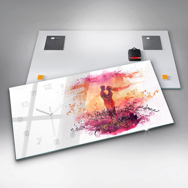 Horizontale Uhr mit motiv Aquarell eines verliebten Paares