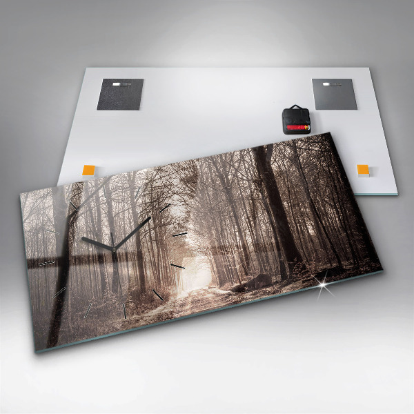 Horizontale Uhr Waldweg in Sepia