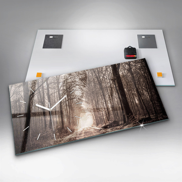 Horizontale Uhr Waldweg in Sepia