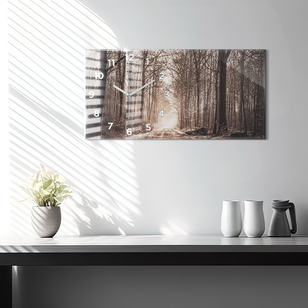Horizontale Uhr Waldweg in Sepia