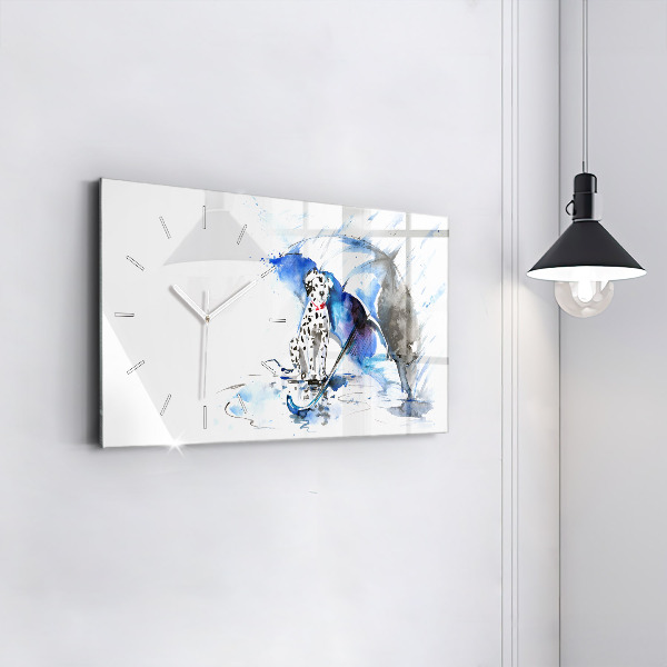 Horizontale Uhr mit motiv Dalmatiner und Regenschirm