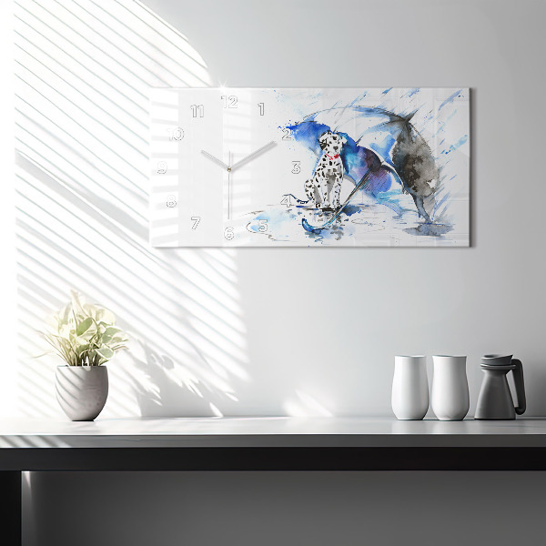 Horizontale Uhr mit motiv Dalmatiner und Regenschirm