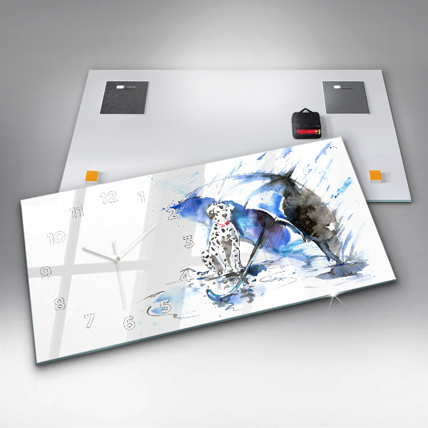 Horizontale Uhr mit motiv Dalmatiner und Regenschirm