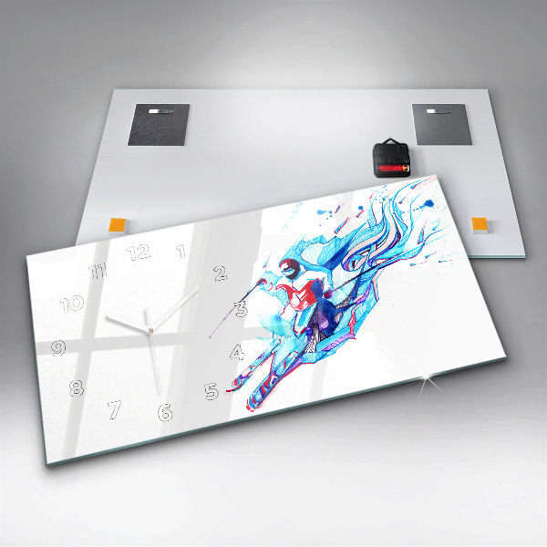 Horizontale Uhr Skifahrer