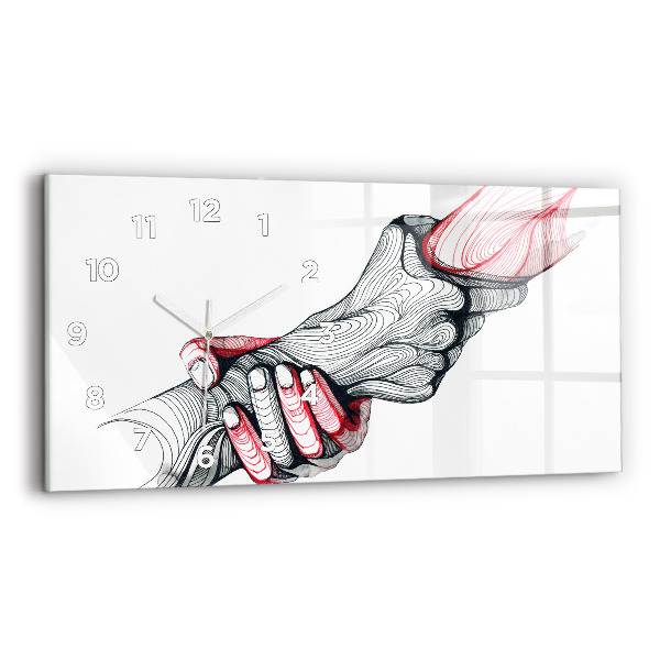 Horizontale Uhr mit motiv Händchenhalten
