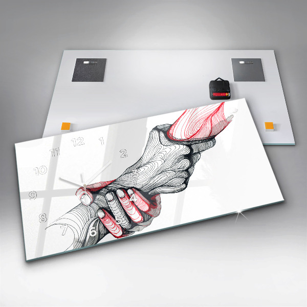 Horizontale Uhr mit motiv Händchenhalten