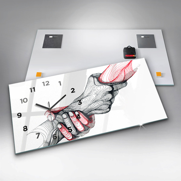 Horizontale Uhr mit motiv Händchenhalten