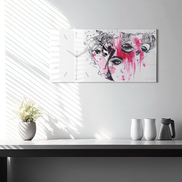 Horizontale Uhr mit motiv Viele Gesichter Abstrakt