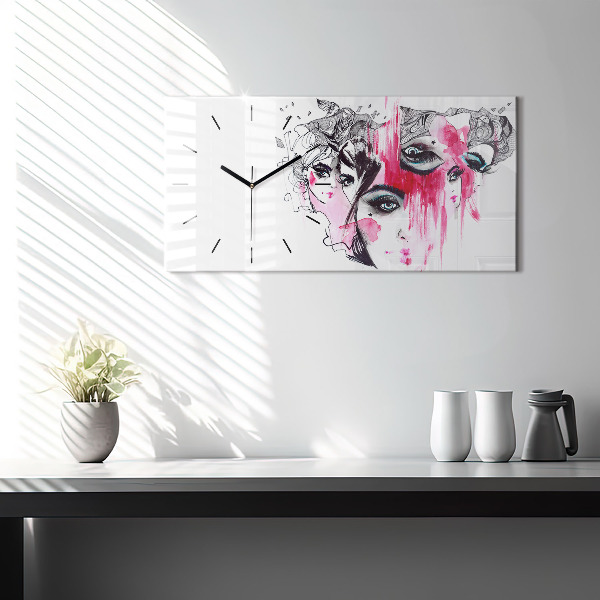 Horizontale Uhr mit motiv Viele Gesichter Abstrakt