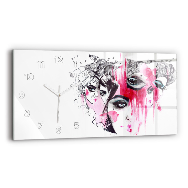 Horizontale Uhr mit motiv Viele Gesichter Abstrakt