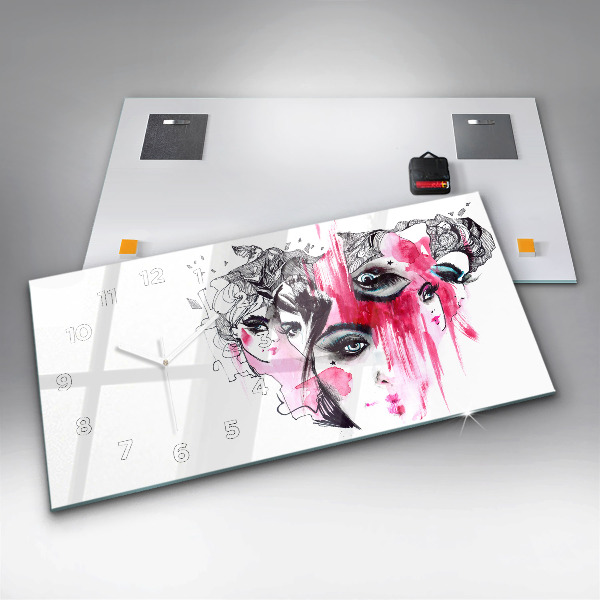 Horizontale Uhr mit motiv Viele Gesichter Abstrakt